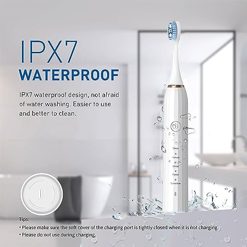 Rechargeable Electric Toothbrush with 4 Heads 5 Modes Black U220