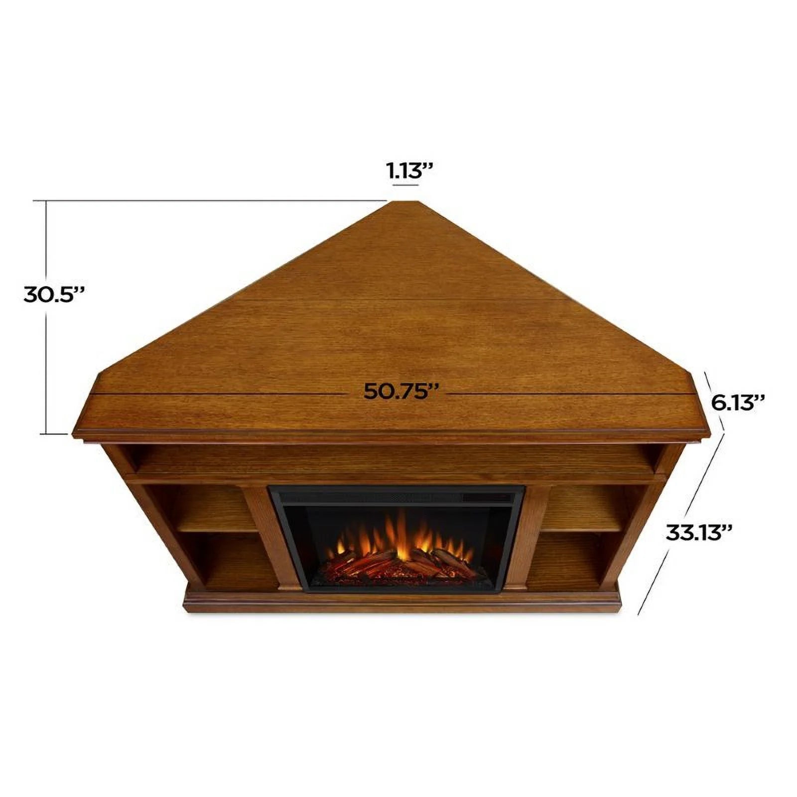 Oak Electric Corner Fireplace M93739