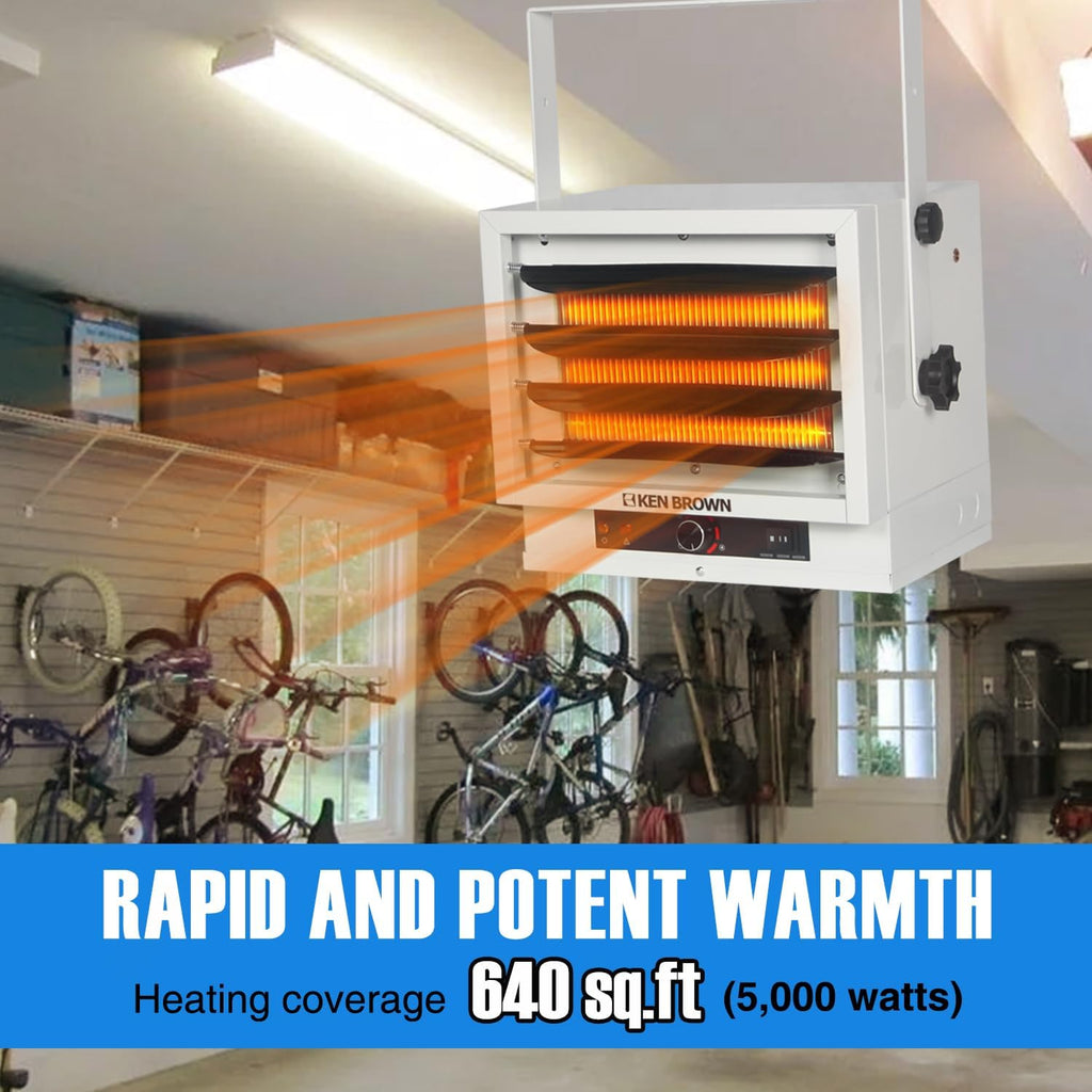 7500W Electric Garage Heater, Hardwired Digital Fan Forced Ceiling Mount Heater, 240v M739759