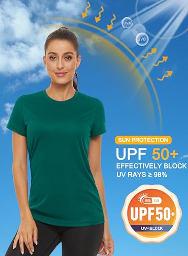 Women's Short Sleeve T-Shirts UPF 50+ Sun Protection Quick Dry Athletic Running Rash Guard Tops Q459411