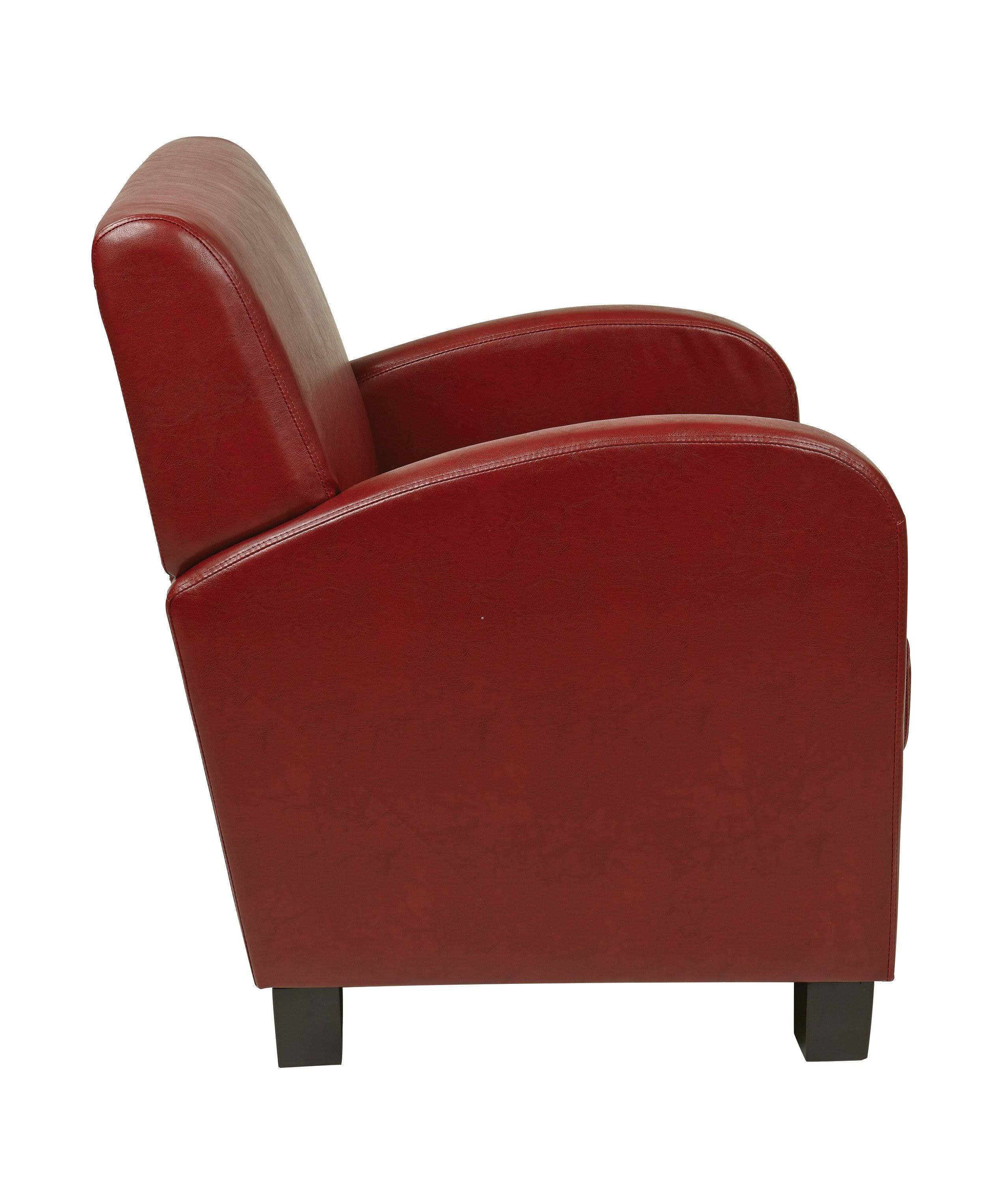 Crimson Red Bonded Leather Club Chair with Espresso Legs Q805