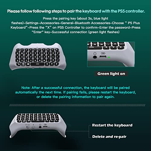 Black Wireless Bluetooth Mini PS5 Game Keyboard with RGB Backlight W894033