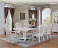 Solid Wood 7-Piece Dining Set with Expandable Table and 6 Leather Padded Side Chairs, White V884042