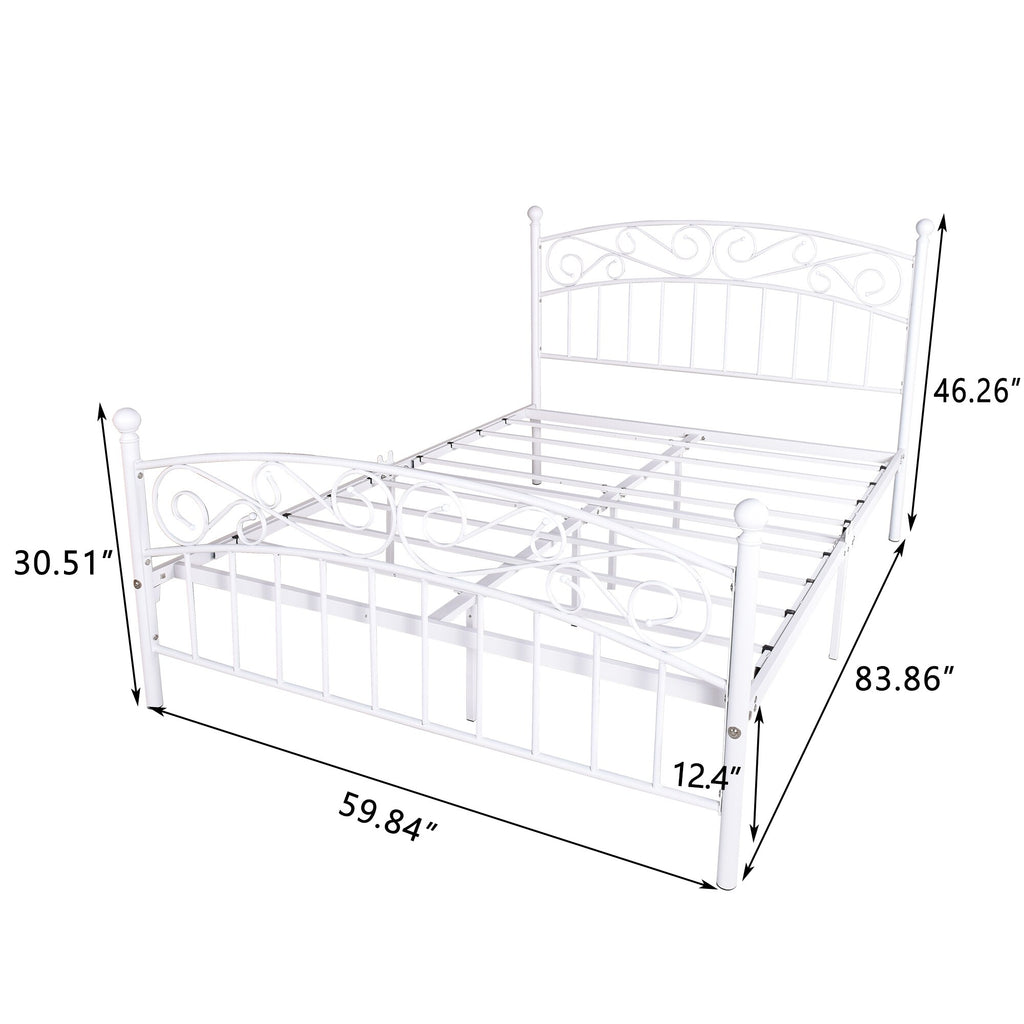 Antique Dark Bronze Victorian Iron Bed White A9423