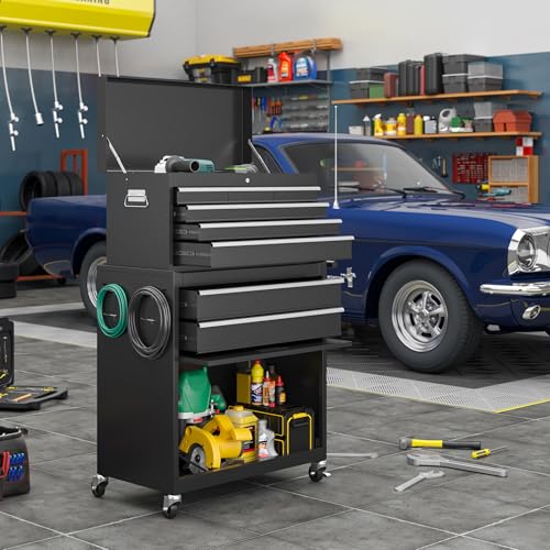 Black 5-Drawer Rolling Metal Tool Chest Q132