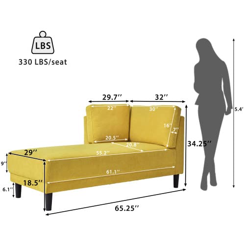 Yellow Fabric Upholstered Corner Chaise Lounge P922