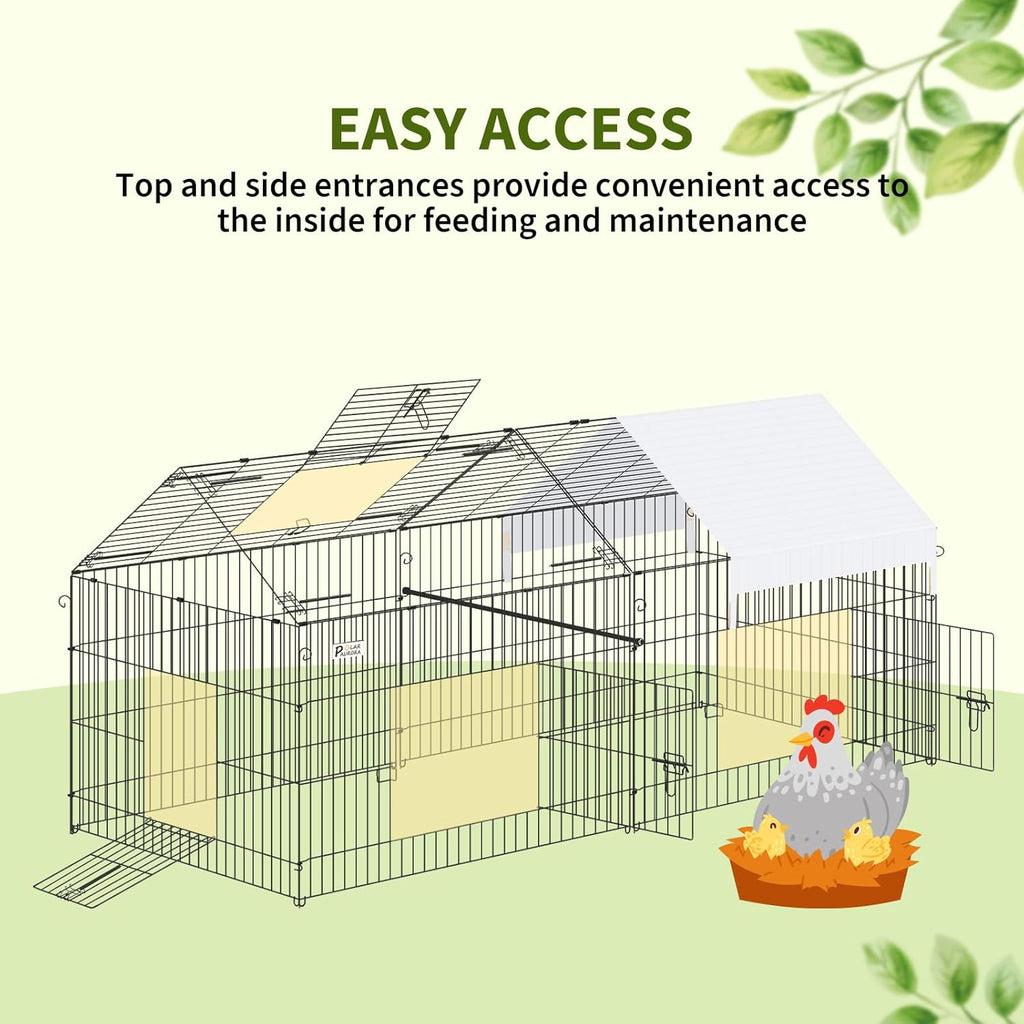 87" x 41" Metal Chicken Coop with Cover N1488