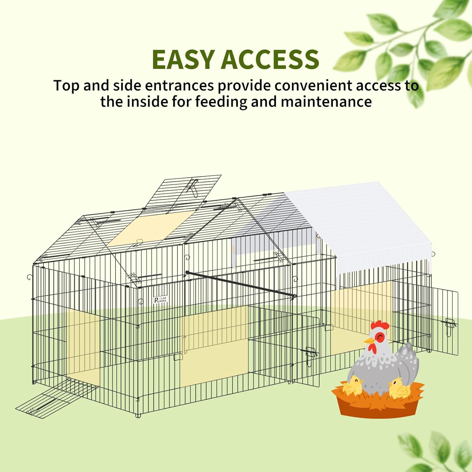 87" x 41" Metal Chicken Coop with Cover N1488