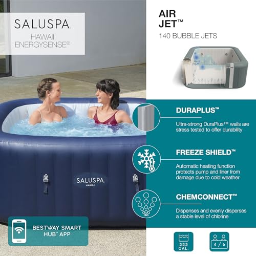 Blue Inflatable Hot Tub with 140 AirJets and EnergySense Cover J729