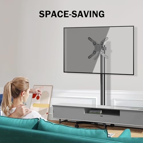 Mobile TV Carts Rotating Rolling TV Stand on Wheels for 13-50" Flat Curved TVs Height Adjustable 30° Tilt Floor TV Stand Portable Monitor Stand Holds up to 44lbs Max VESA 200x200mm M1583