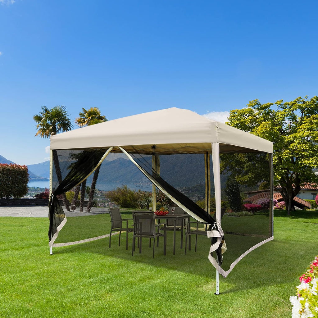 10' x 10' Pop Up Canopy Tent with Netting, Height Adjustable, with Carry Bag K5983