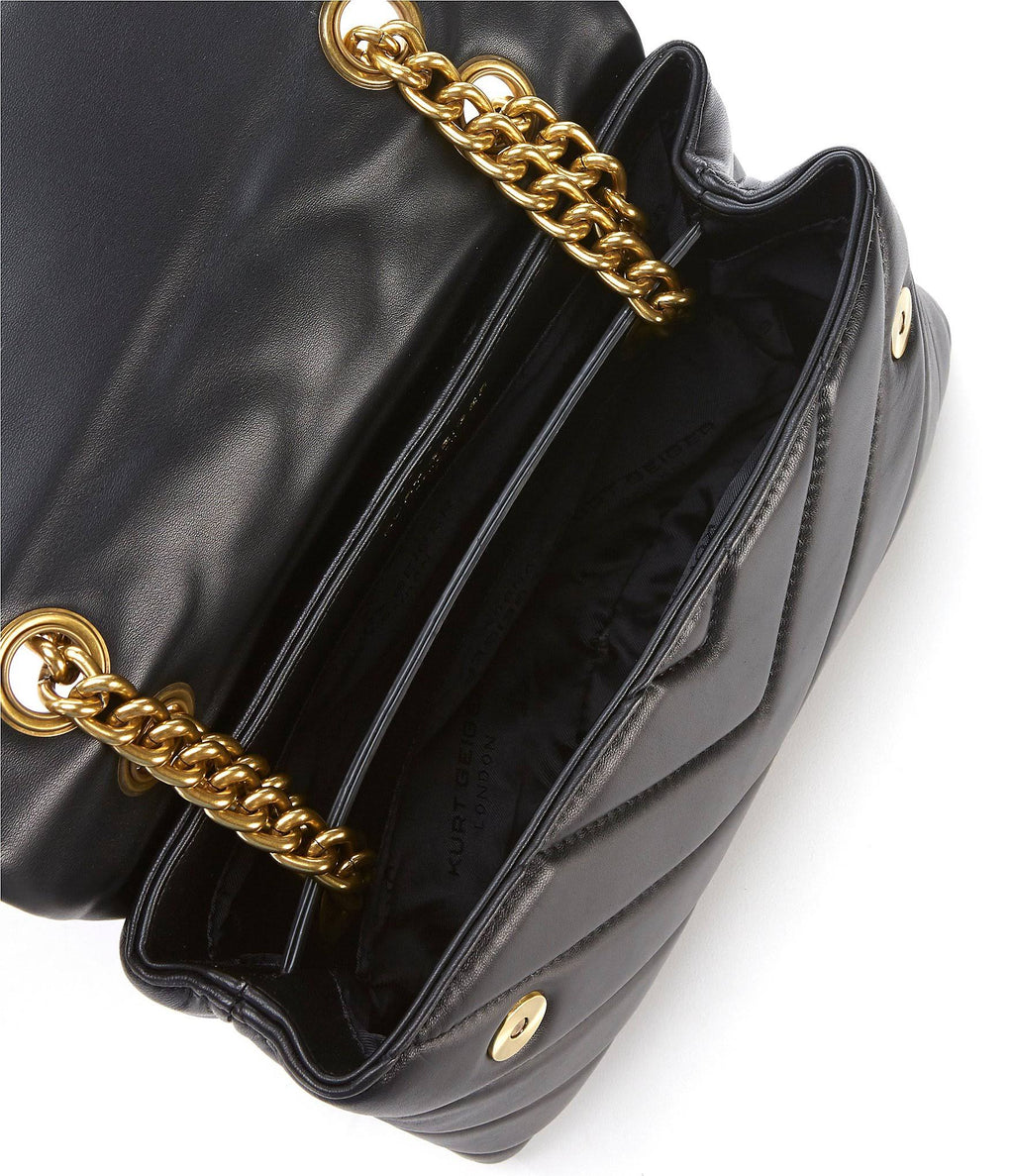 Black Quilted Leather Shoulder Bag C789