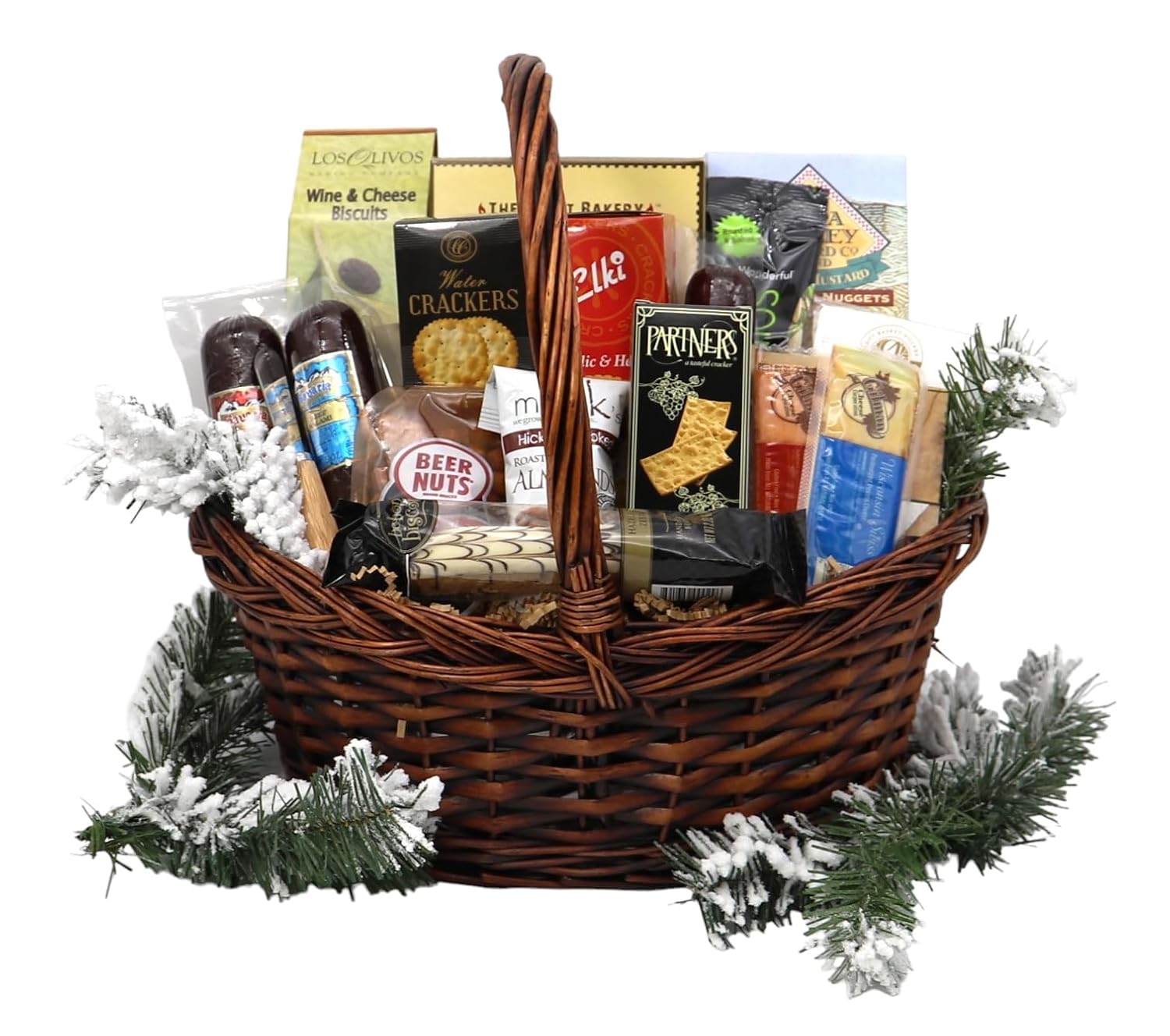 Gourmet Cheese, Sausage, Nuts & Snacks Gift Basket with Cheese Spreader Y918