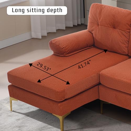 Orange Chenille Upholstered Sectional Sleeper Sofa N4866