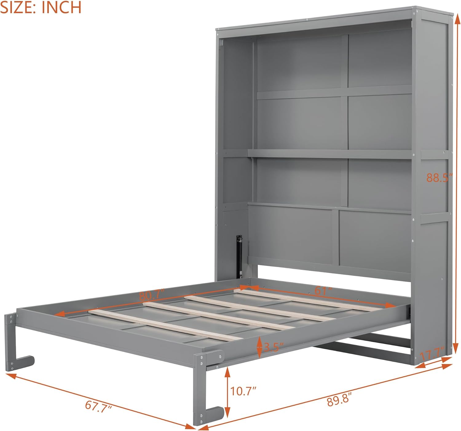 Queen Size Grey Wood Murphy Bed V359042