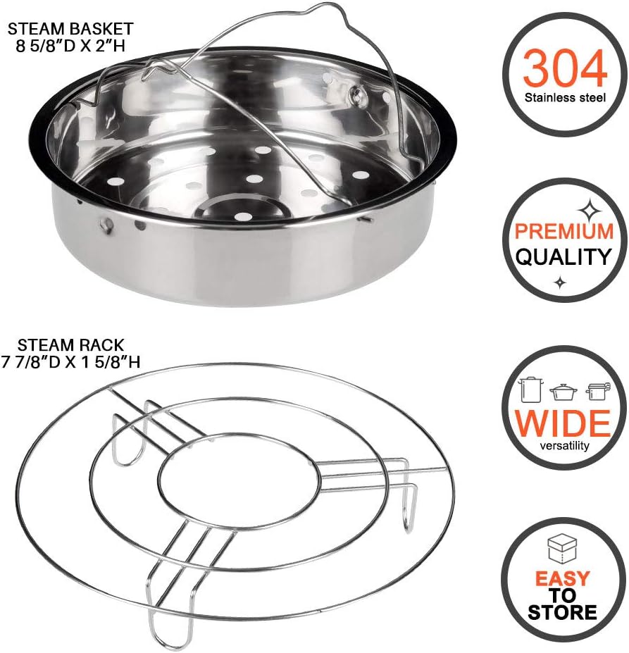 Stainless Steel 6-quart Electric Pressure Cooker Steam Rack Steamer Basket Insert Set L73054