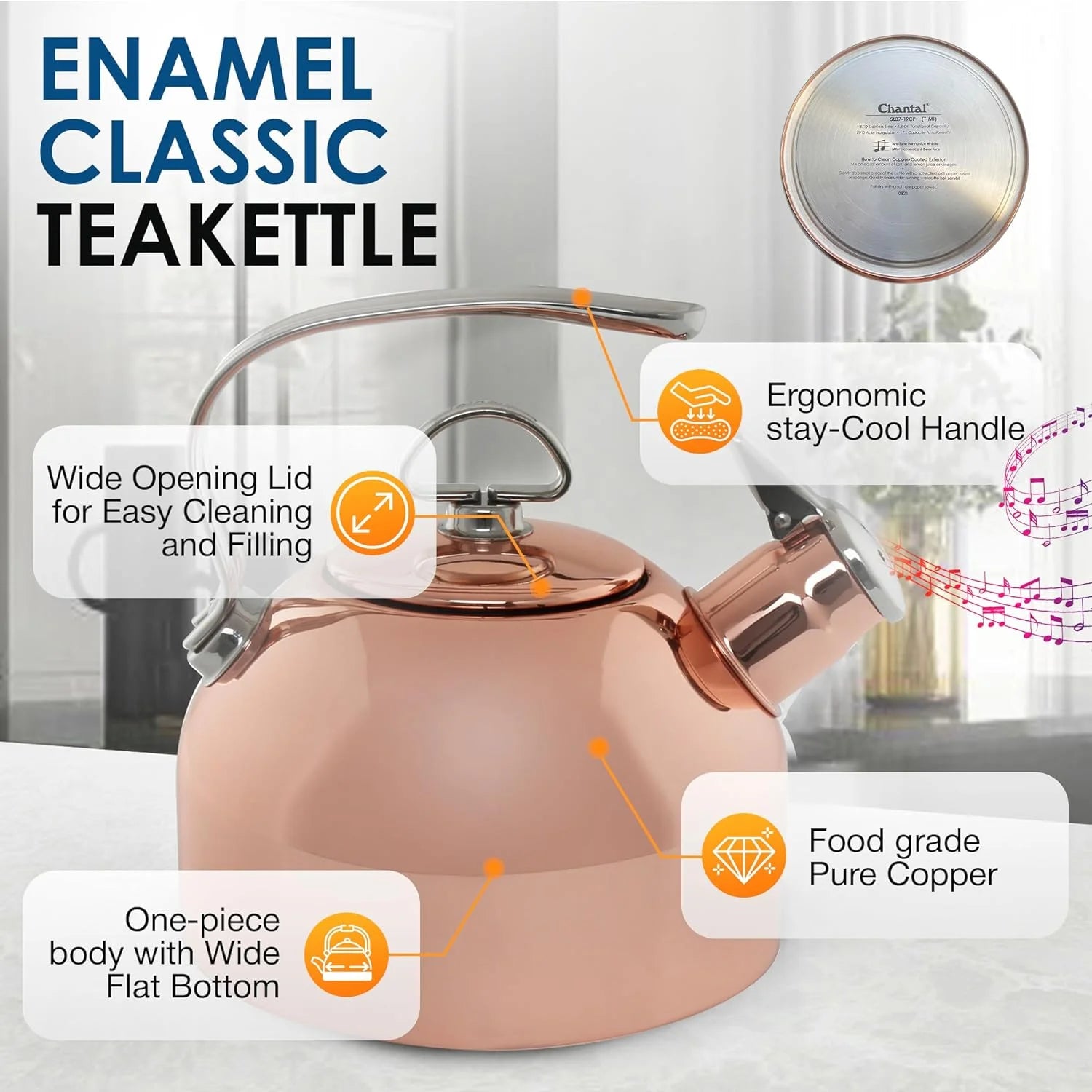 1.8 QT Food Grade Pure Copper Teakettle M217
