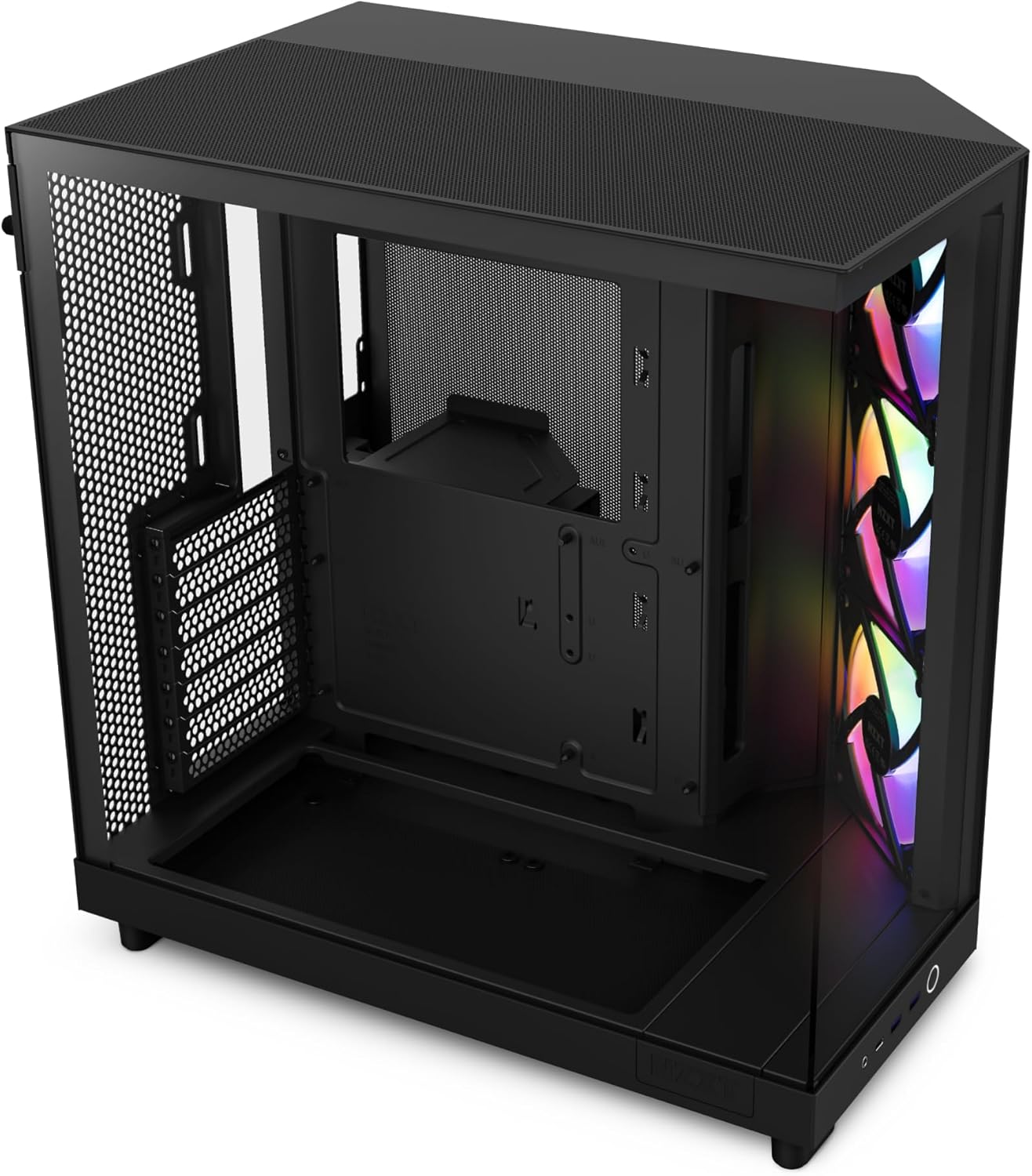 Mid-Tower Airflow Case with 3 RGB Fans, Panoramic Glass Panels, Cable Management & 360mm AIO CPU Liquid Cooler with Customizable LCD Display, High-Performance Pump, 3 Fans O646130