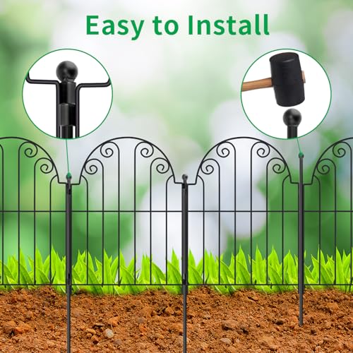 10 Panels No Dig Rustproof Metal Garden Fence 25ft Long 42 Inch High R348006