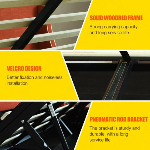 King Size Hydraulic Lift Bed with Gold Line Accents V652928