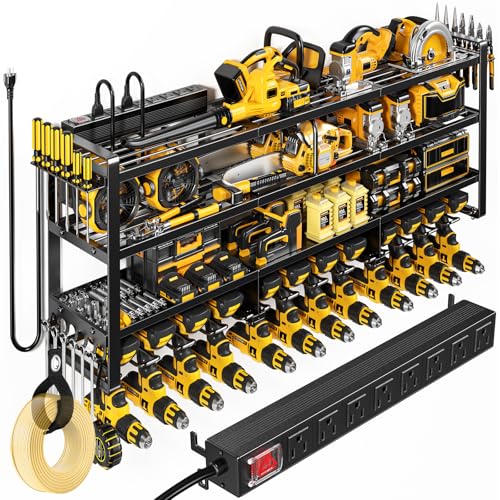 4-Tier Heavy Duty Power Tool Organizer Wall Mount with Charging Station B817