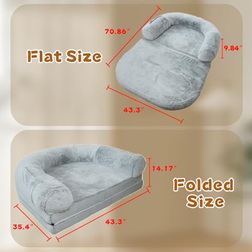 Foldable Human Dog Bed with Soft Blanket Pillow Z437647