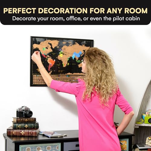 Scratch Off World Map Poster and United States Map with Accessories Set W6668