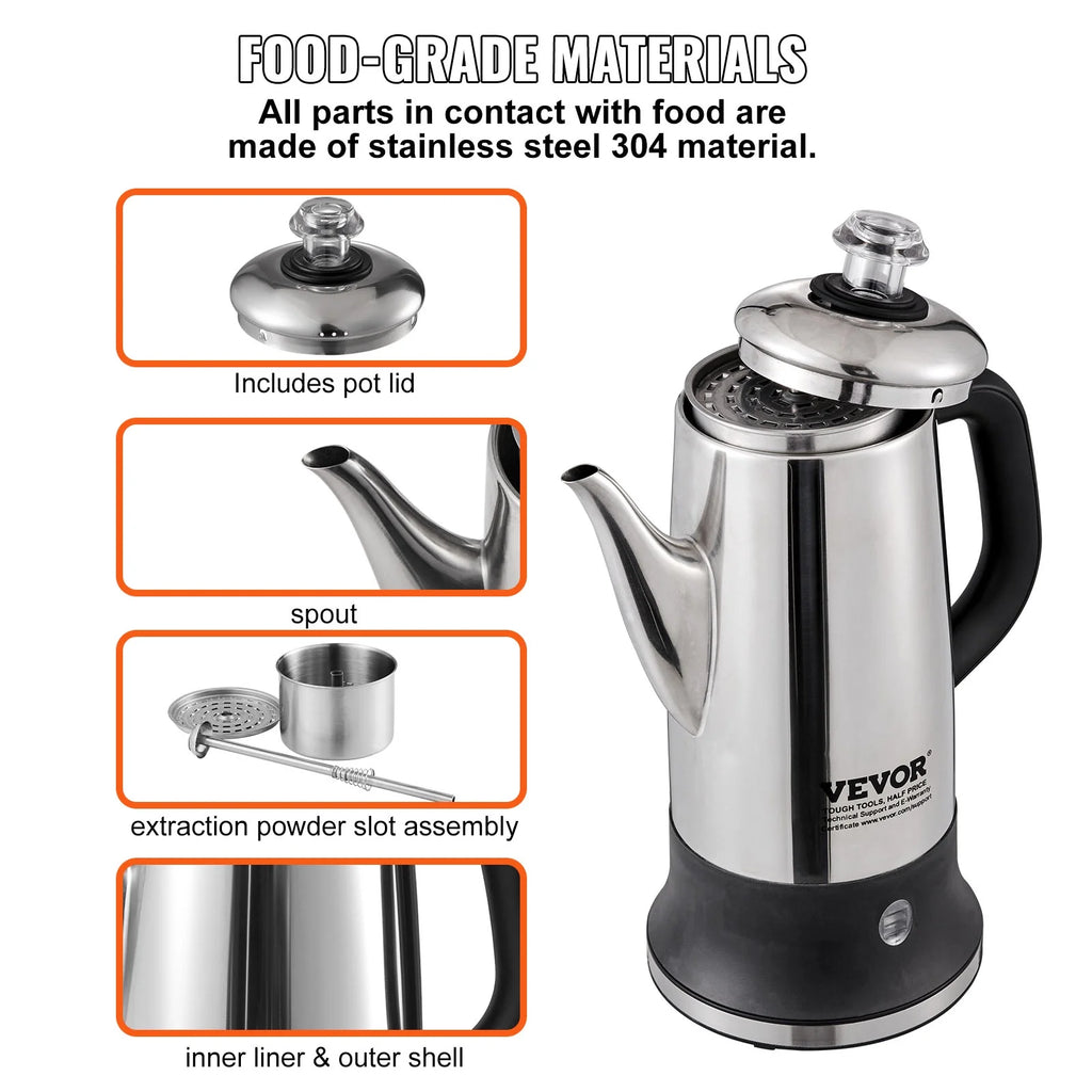 12-Cup Stainless Steel Electric Coffee Percolator F861295