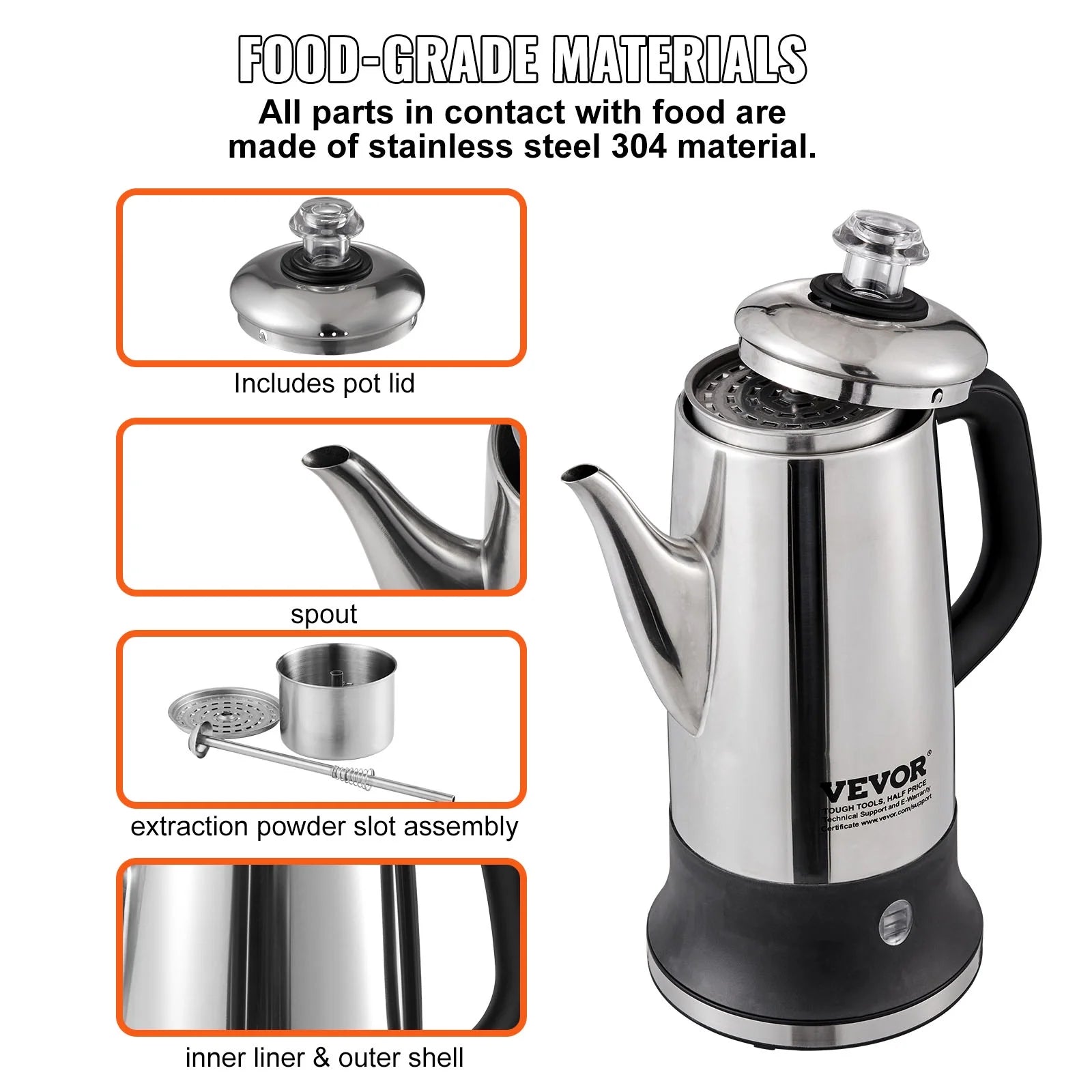 12-Cup Stainless Steel Electric Coffee Percolator F861295