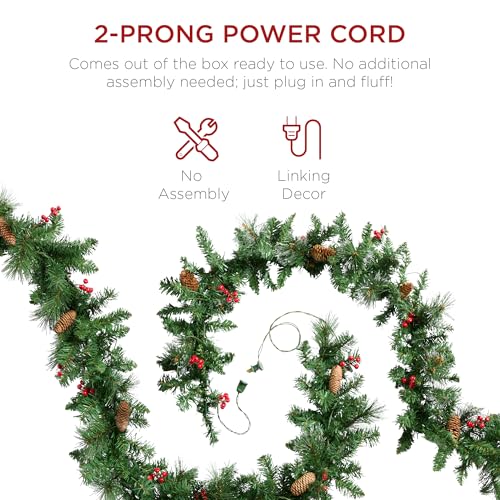 9ft Pre-Lit Pre-Decorated Christmas Garland with 50 Lights B91420