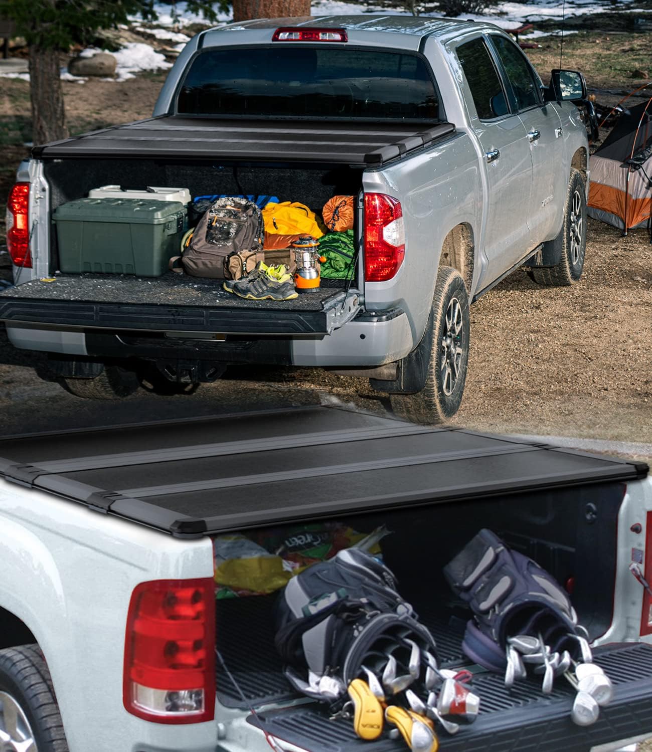 Tri-Fold Hard Tonneau Cover Truck Bed FRP for 6.6ft Bed (78.9") W357