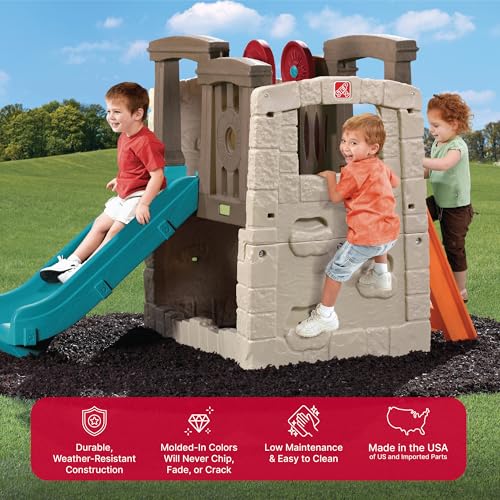 Woodland Climber Kids Playset with Slide and Climbing Wall O2361