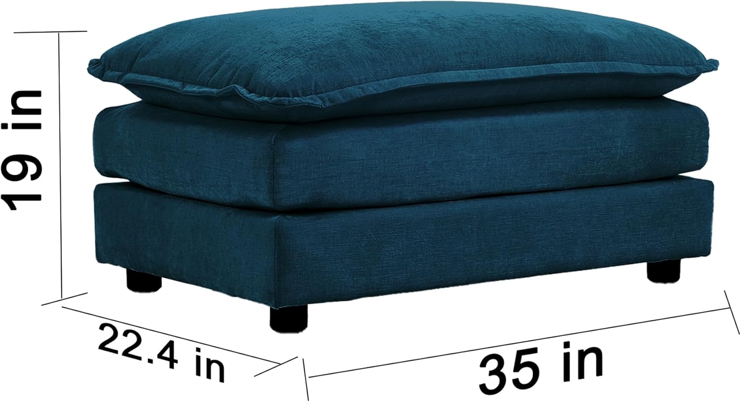 Blue Chenille Fabric Ottomans Footrest H3249
