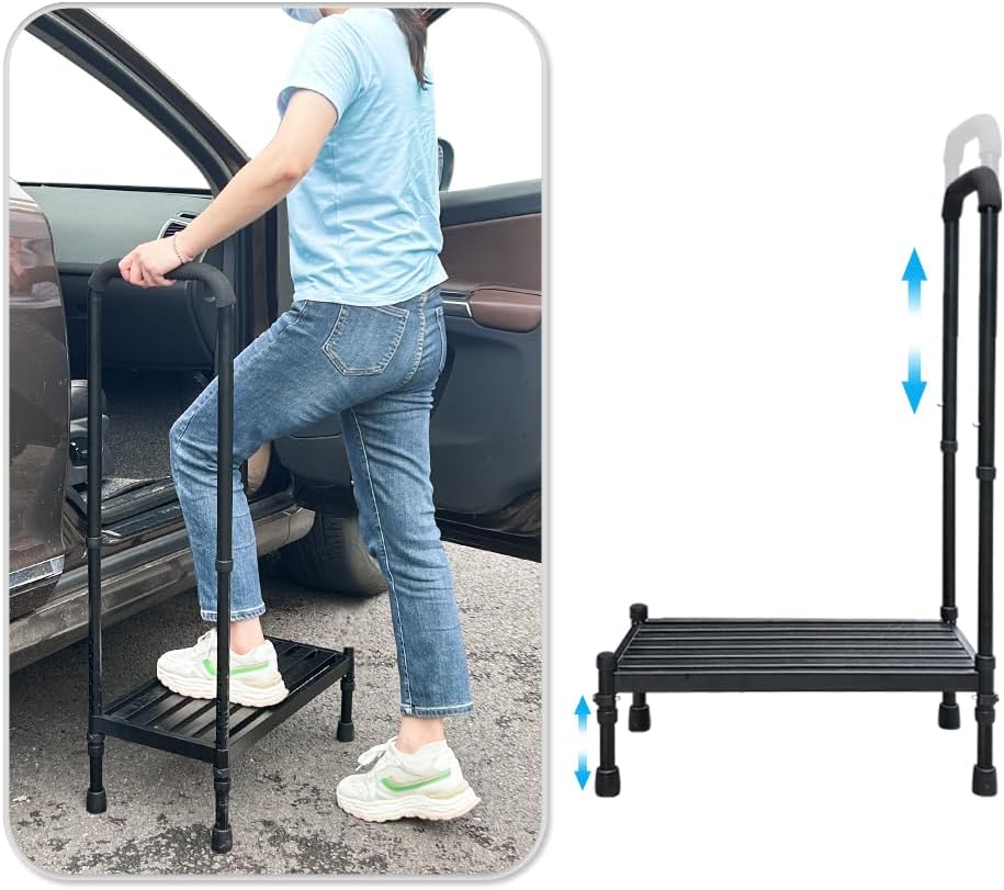 Metal Stepping Stool with Handle Handrail Adjustable 300lb V210