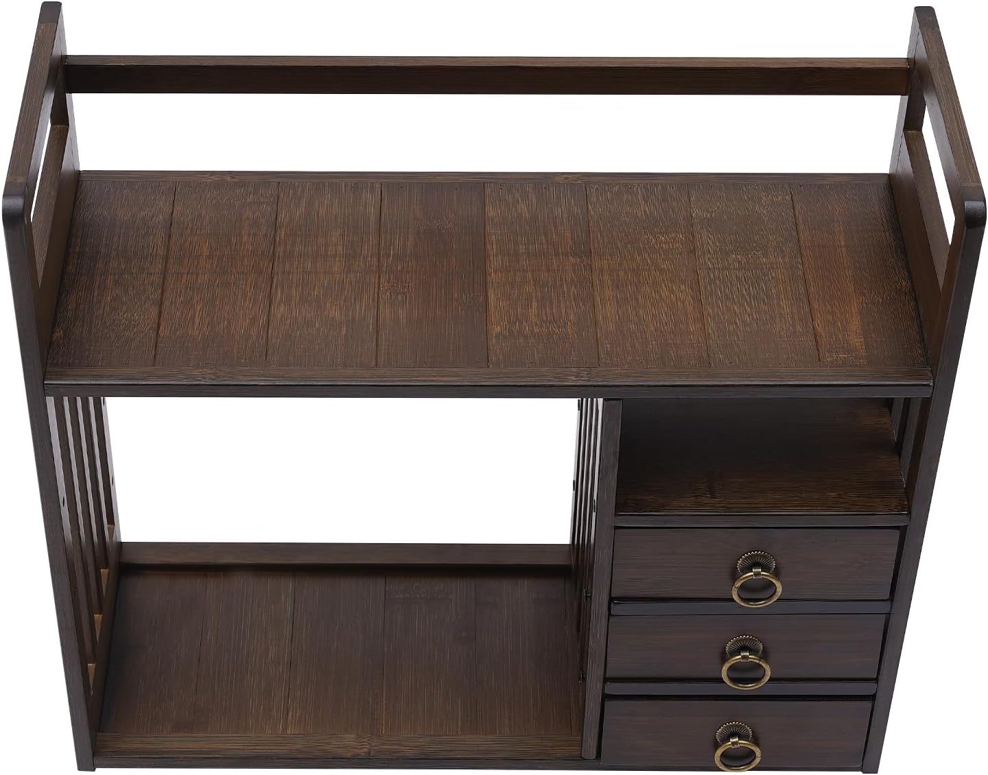 Bamboo Desk Bookshelf Organizer with Drawer, 19.7×7.5×17.7inch E49106