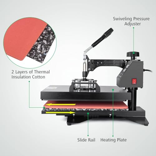 8 in 1 Heat Press Machine 15x15 inch 360-Degree Swing Away Digital T534