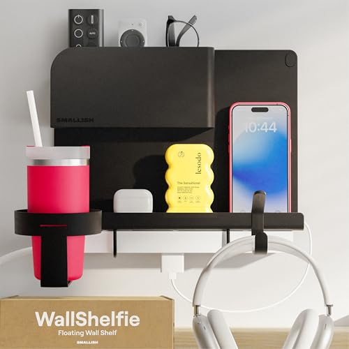 Black Floating Bedside Wall Shelf Organizer Q1255