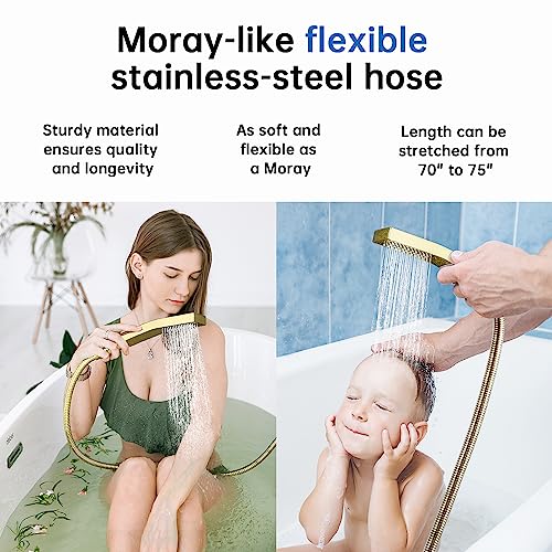 All Metal 12 Inch Rainfall Shower Head with Handheld Spray Combo, 71 Inches Stainless Steel Hose, Oil Rubbed Bronze J37514