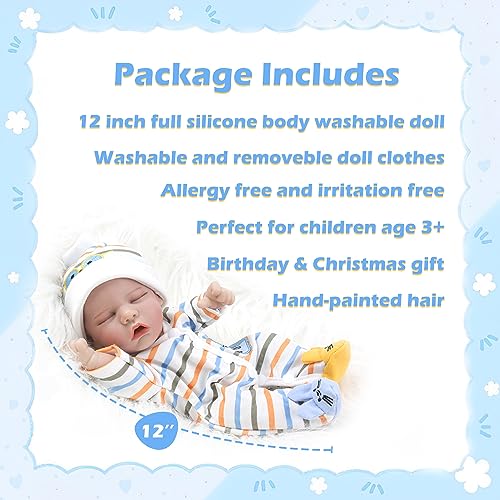 12 Inch Full Body Vinyl Realistic Sleeping Newborn Baby Doll Q69283
