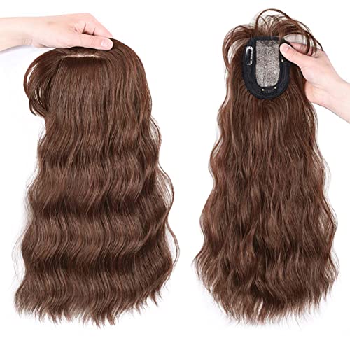 14" Dark Brown Silk Top Base Water Wave Hair Topper A304524