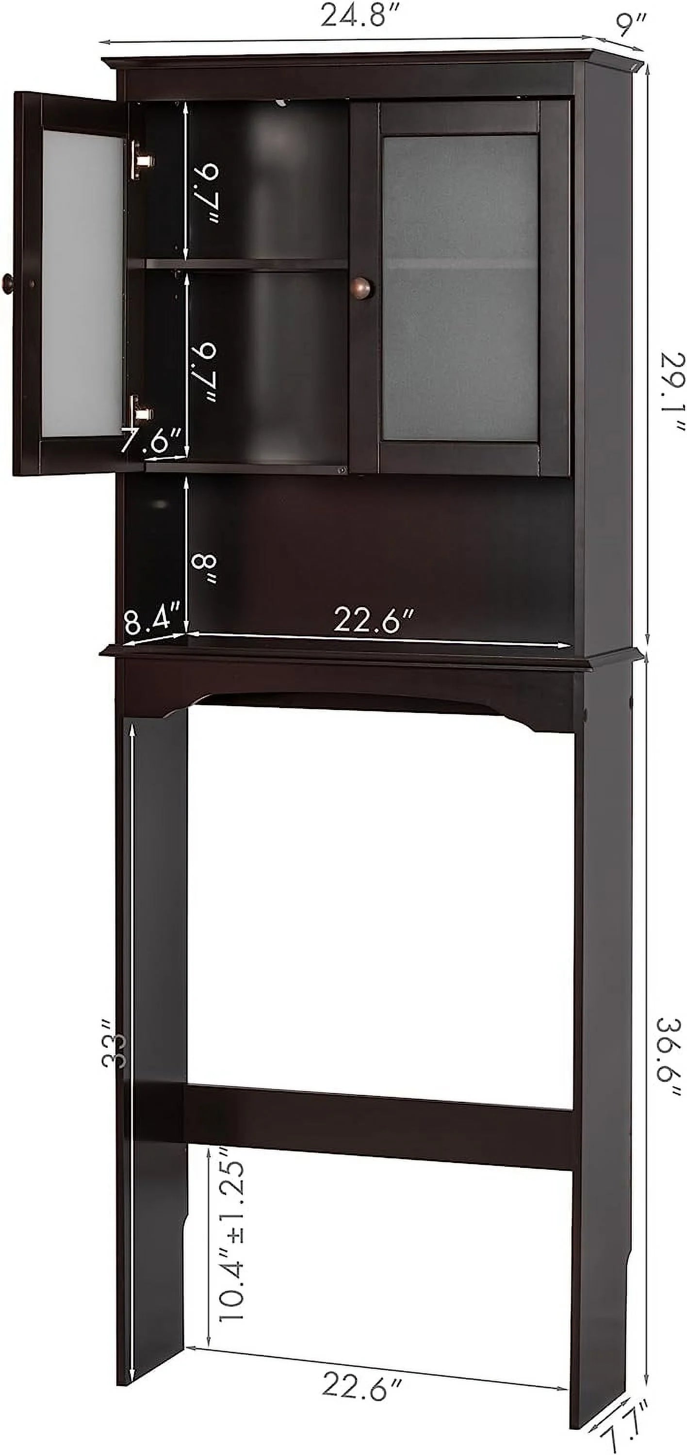 Espresso Over The Toilet Storage Cabinet with Glass Doors I705071