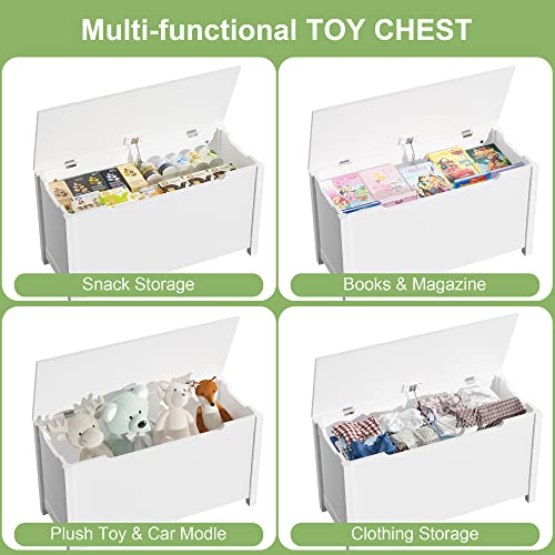 White Wooden Toy Box with Safety Hinge B23689