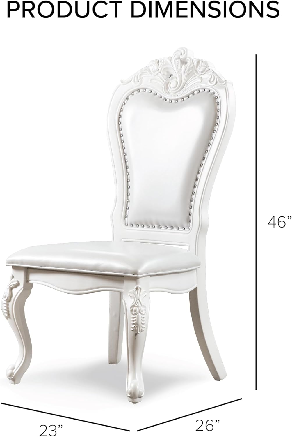 Solid Wood 7-Piece Dining Set with Expandable Table and 6 Leather Padded Side Chairs, White V884042