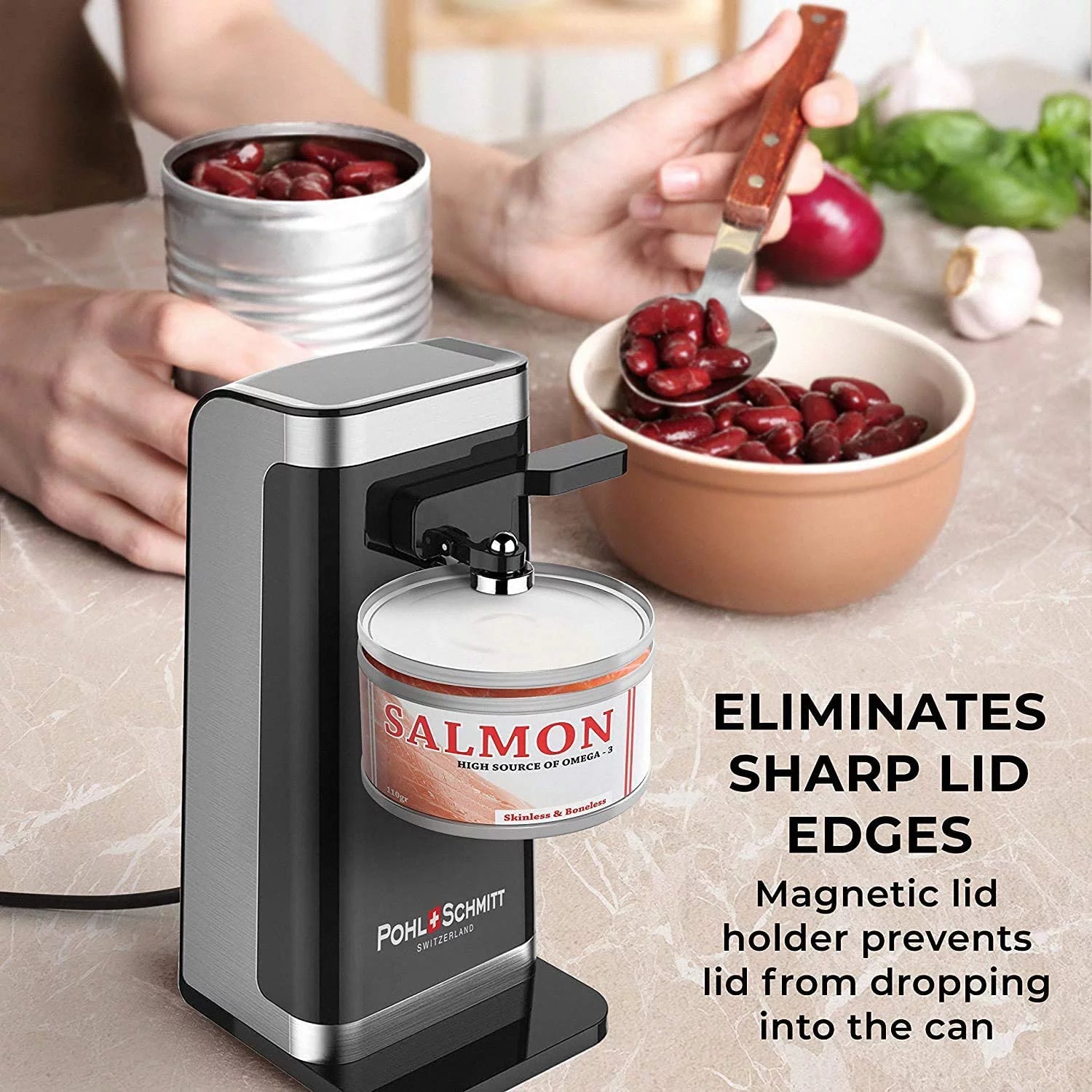 Electric Can Opener with Knife Sharpener and Bottle Opener K3639