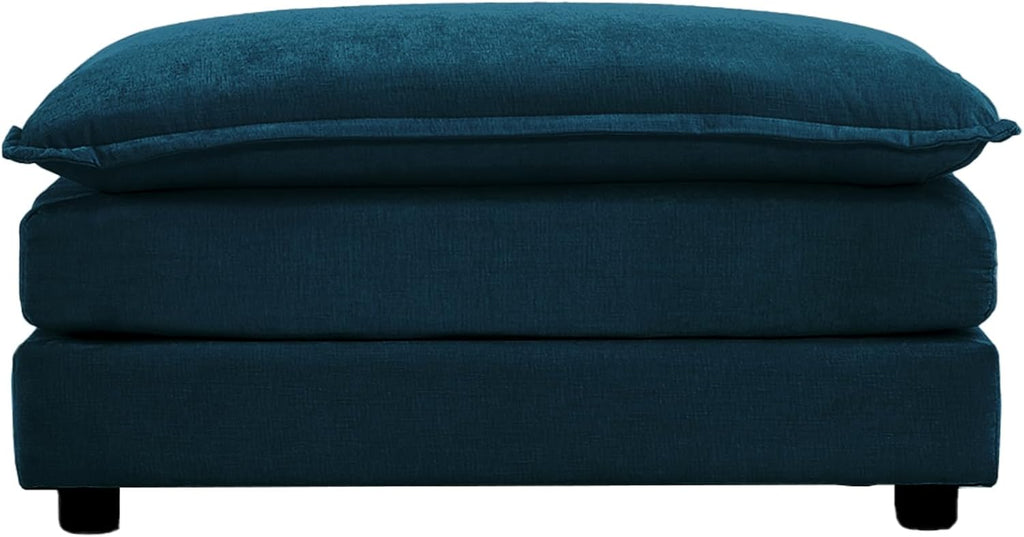 Blue Chenille Fabric Ottomans Footrest H3249