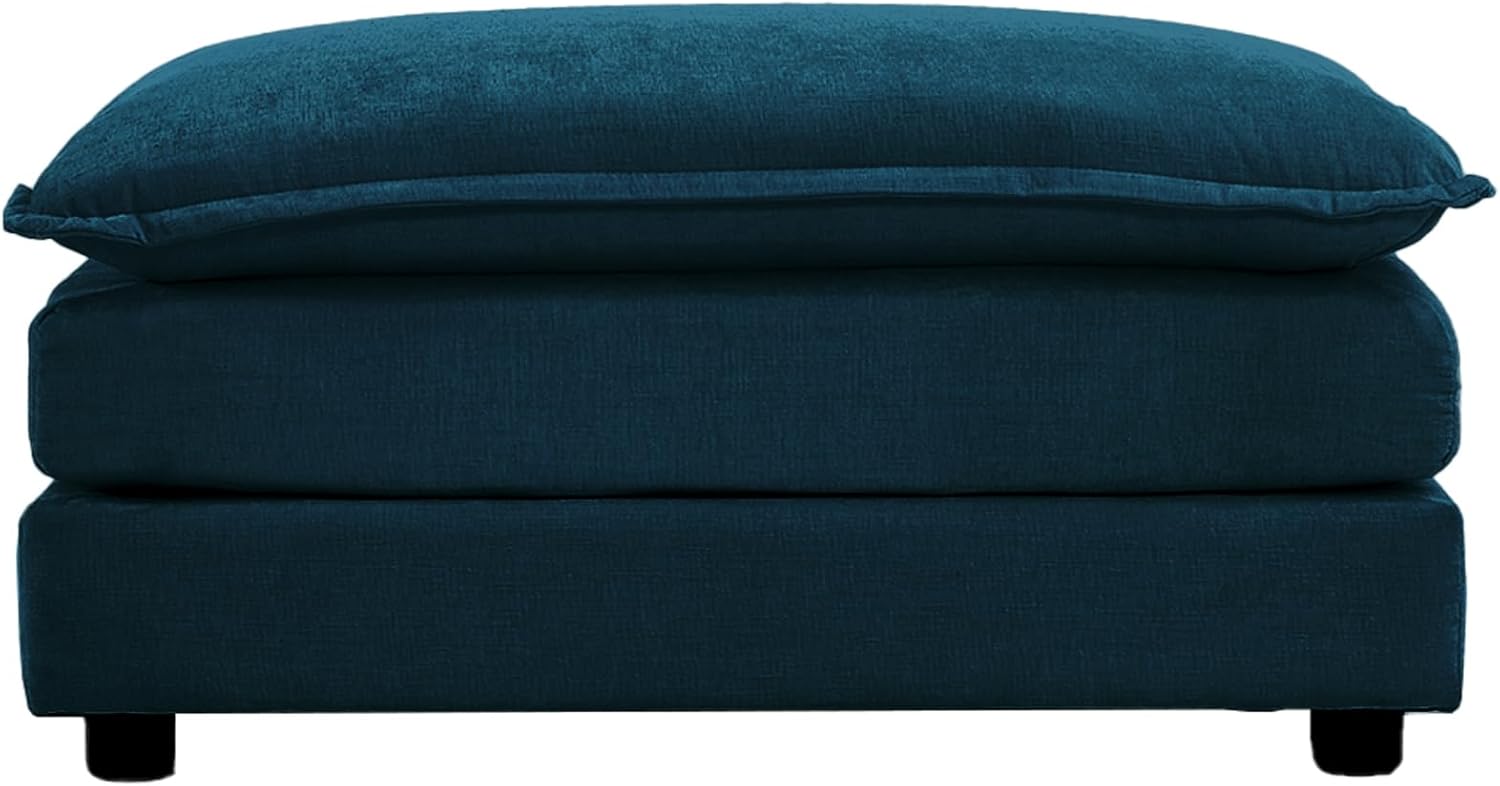 Blue Chenille Fabric Ottomans Footrest H3249