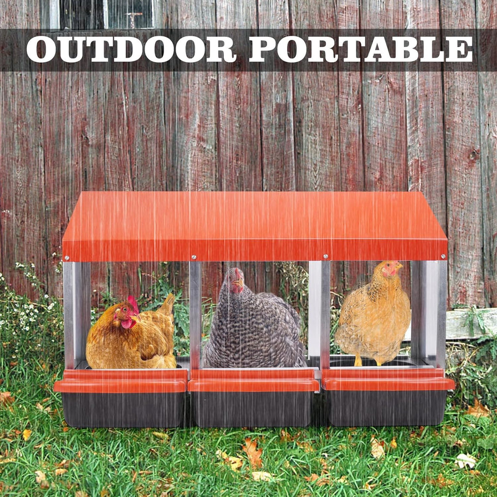 3 Compartment Metal Chicken Nesting Box with Lid Cover D591956