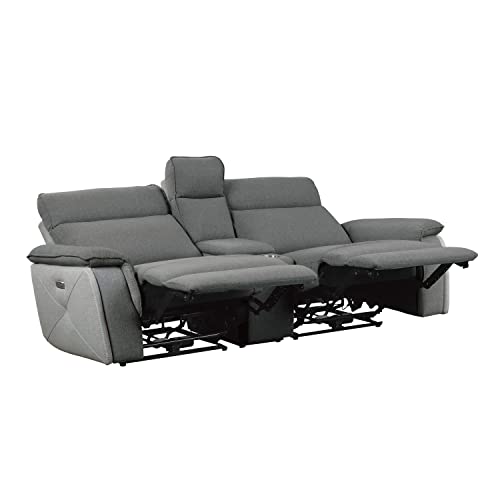 Light Gray Dark Gray Power Double Reclining Loveseat M167