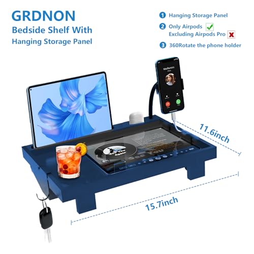 Bamboo Bed Shelf Organizer with Phone Holder (Blue) F766117