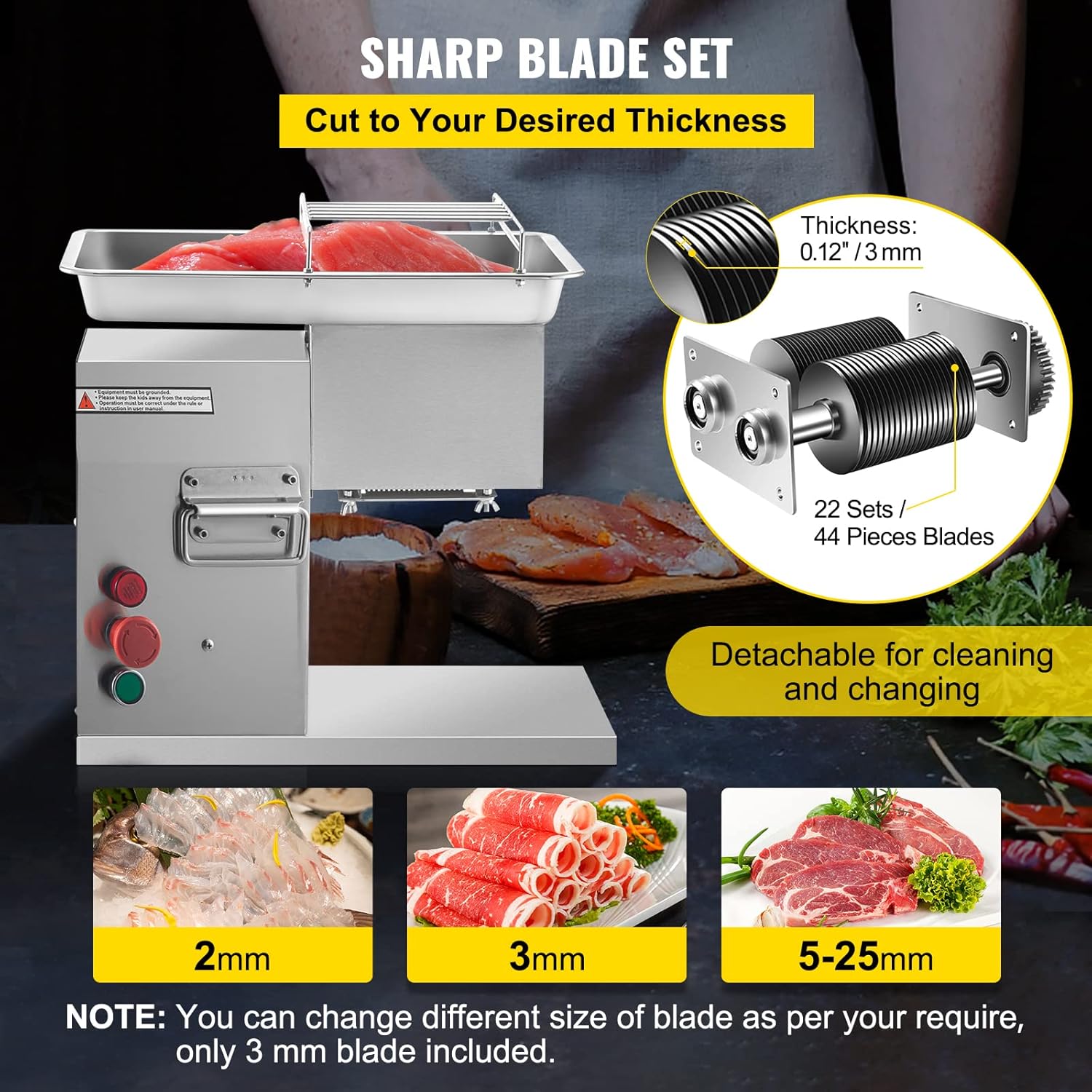 1100 LB/H 3mm Stainless Steel Electric Meat Slicer H16522